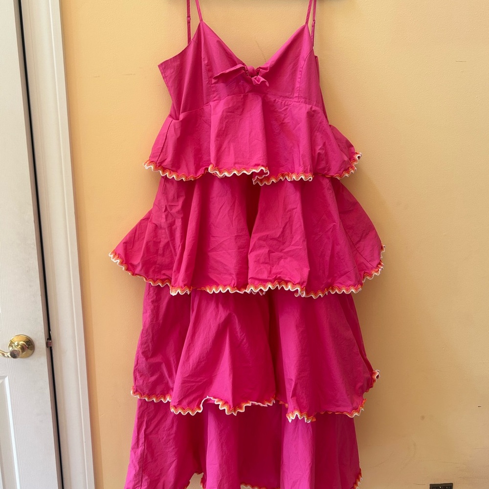 English Factory Pink Tiered Ruffle Dress